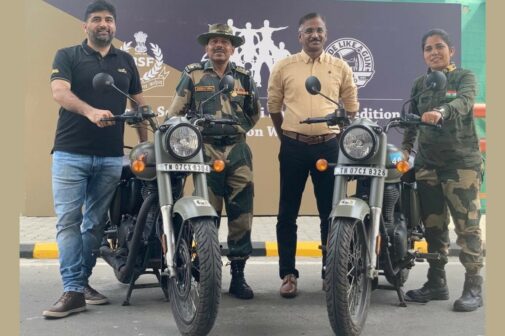 Royal-Enfield-and-BSF-Seema-Bhawani-felicitated-at-Royal-Enfield-Vallam-Vadagal-facility-in-Chennai